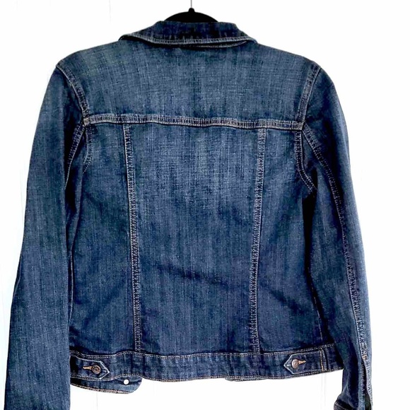 Dark Denim Front Floral Patch Jean Jacket size small - Picture 5 of 5